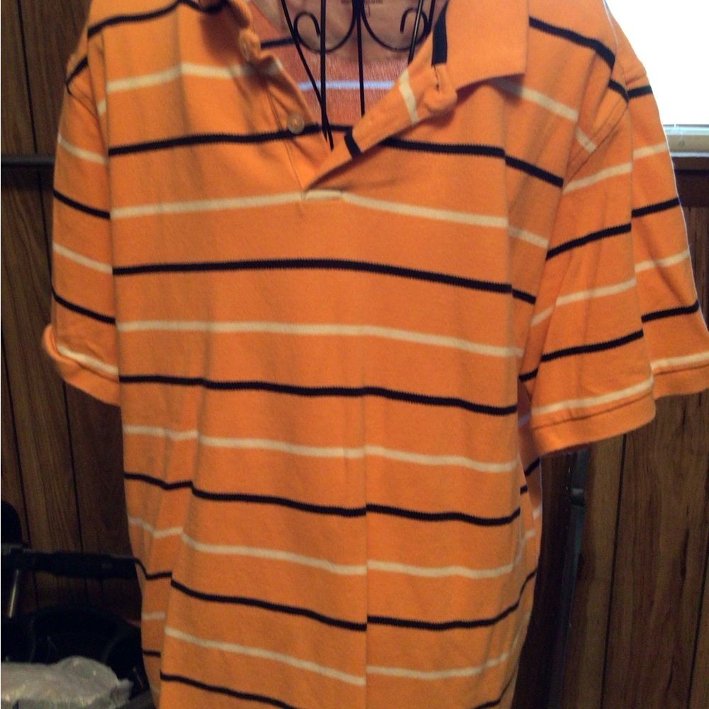 Club Room Orange and Black Striped Polo Shirt